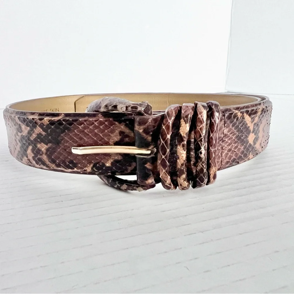 VTG 90s Liz Claiborne Thick Snakeskin Belt S, Classic Boho Luxury